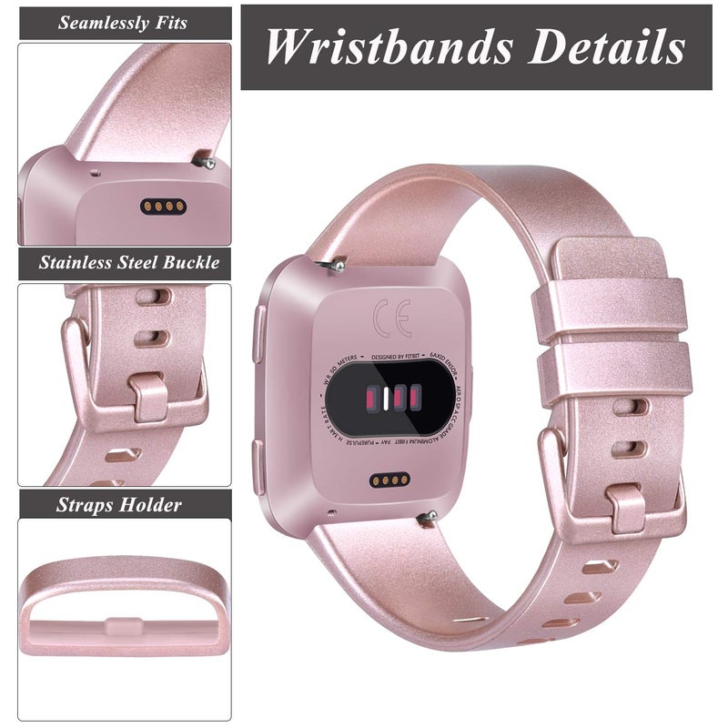 AK Sports Bands Compatible for Fitbit Versa 2, Soft Elastomer Multi-colors Replacement Wristbands for Fitbit Smart Watch (Rose Gold, Small) - Image 2